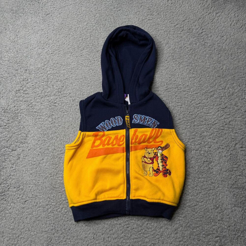 Vintage Disney Winnie the Pooh Woodsmen Baseball Hooded Vest Baby 24M